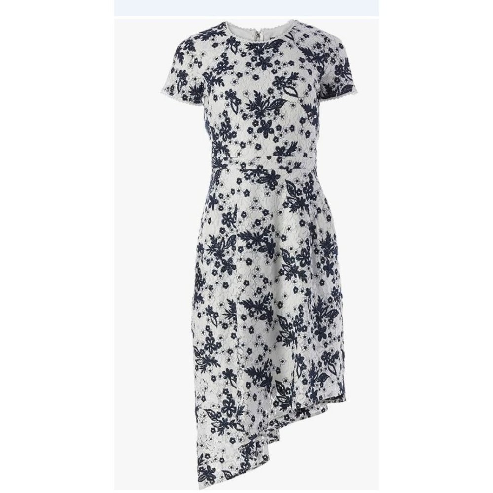 Karl Lagerfeld Paris Women Dress Size 2 Asymmetrical Hem Embroidered Chic Luxury